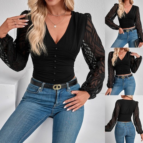 Damen spitze neck oberteile - v-neck,