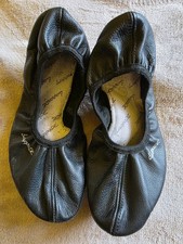 Gymnastik Turnschläppchen Ballettschuhe Schläppchen Gr 40 Schwarz Leder getragen