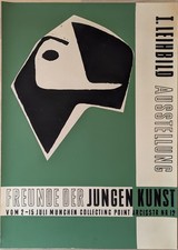 Poster Plakat - Freunde der jungen Kunst - Original Vintage Siebdruck ca. 1960