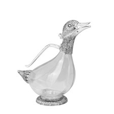 Wein Dekanter Ente versilbert