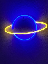 Saturn Glow: Neon Planet Sign
