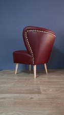 50/60er Designer Cocktail Sessel, NEU gepolstert! Original Rindsleder Bezug!