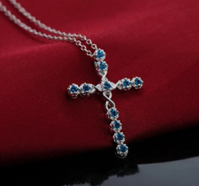 Unisex Halskette Kreuz-Anhänger Silber 925 Plattiert Zirkon