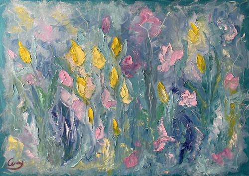 ölbild gemälde blumen floral - blumen,