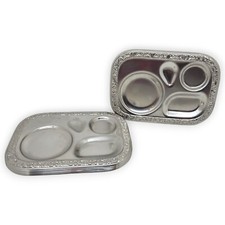 Tablett Eierset Serviertablett 6x Edelstahl Silber 14 x 10 cm Eierständer Set