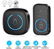 Drahtlose Funk Türklingel mit 60 Melodien | Funkklingel | Funkgong | Hausklingel