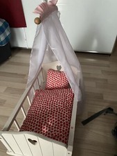 Roba Kids Puppenwiege mit Textilien und Himmelstange weiß lackiert, Holz