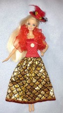 Barbie Puppen Kleid Gold Rot