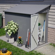 Geräteschuppen Gerätehaus Metall mit Pultdach & Fundament Gartenschuppen Grau