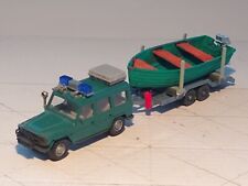 WIKING H0 SET EIGENBAU POLIZEI MERCEDES-BENZ 230 G+ BOOTSANHÄNGER+ROCO STURMBOOT