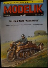 Modelik 4/04  Sd. Kfz. 2  NSU "Kettenkrad"  und Anhänger Kartonmodell  1:25