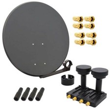 SAT Anlage Antenne 80cm Satelliten Schüssel Quad LNB Monoblock ASTRA HOTBIRD 4K