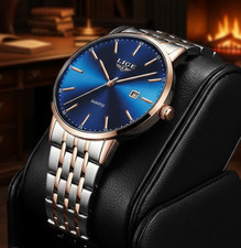 Ultraflache Herrenuhr Blaues