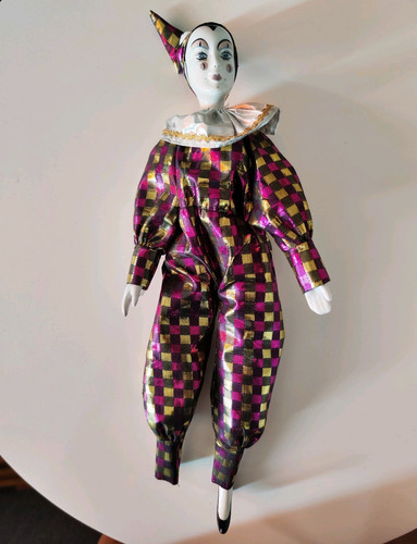 Harlekin pierrot puppe - harlekin,