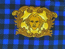 orig Gianni VERSACE Schal Seidentuch 100% Seide schwarz blau gold Pareo Rock