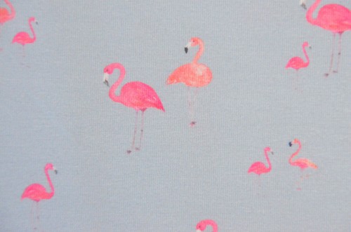 Jersey hellblau mit flamingo - hellblau,