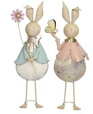 dekorative extragroße Osterhasen als Hasenjunge oder Hasenmädchen Metall bemalt