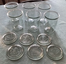 6 Weck Gläser Sturzform 3/4l mit Deckel , Einmachglas, Rundrand 100