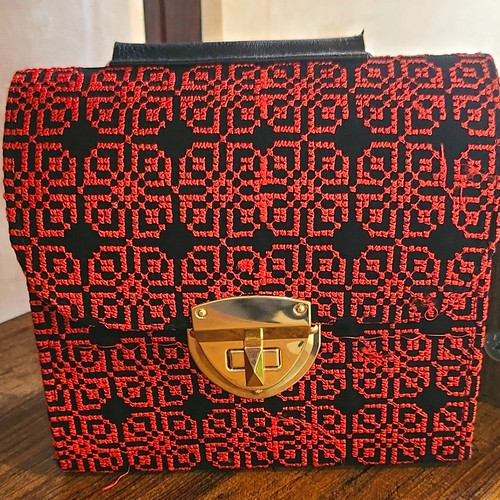 Damen henkeltasche schwarz rot - damen, schwarz/rot