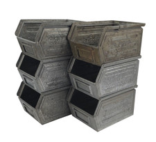 6x Schäfer Kästen LF 3,5l 238mm Zink Sichtlager Box Lagerfix Stahl Kiste 1957 #2