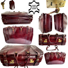 Vintage Echt Leder Reisetasche Braun weekender Koffer Leather Travel Bag