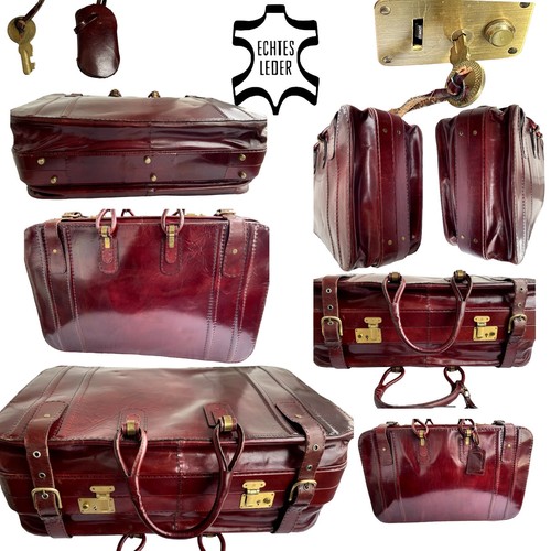 Vintage echt leder reisetasche - leder,