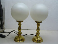 Paar Tischlampen Zicoli/Limbach Messing mit satinierten Glaskugeln Vintage