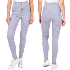 Damen 4 Knopf Skinny Jeans