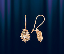 Russische Rose Rotgold 585 kleine Goldohrringe ohne Steinen Neu Glänzend Rhombus