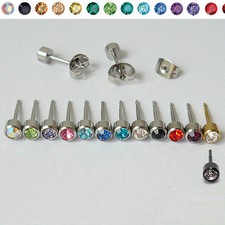 1 Paar Edelstahl Ohrstecker vergoldet Strass Stein Ohrringe Ear Stud Rund