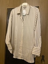 Seidige Oversize Bluse, beige