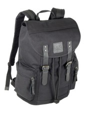 Rucksack Canvas mit Leder für Reise Schule Uni Trekking Wandern Angeln Daypack