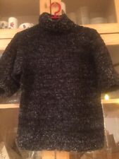 Damen Strick Pullover Winter Kurzarmpulli graublau selbstgestrickt Strickpulli