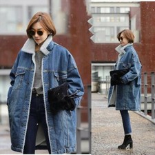 Damen Denim Jeans Jacke Mantel