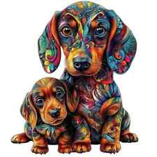 2D Holzpuzzle Hund Dackel Puzzle für Erwachsene unregelmäßige Teile 17 x 20 cm