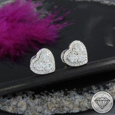 Wert 2300 € Brillant Herz Ohrringe in 900 Platin