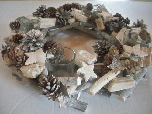 Adventskranz shabby holz glas - adventskranz,