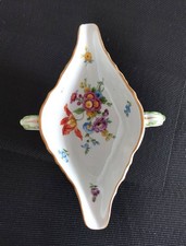 Meissen Sauciere Altbrandstein Blumen und Insekten Goldrand Porzellan Brandstein