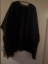 Poncho Überwurf mit Fransen