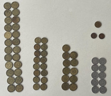 Pfennige 1, 2, 5, 10, 50, Bank dt. Länder 1948, 1949 und 1967, 1968, 1 u. 2 DM