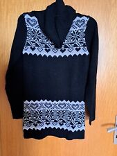 Strickpullover Gr. S Rollkragen schwarz Norwegermuster weiß von Cecilia Classic