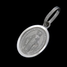 Anhänger aus Echt Weiß GOLD 750 18k Heilige Maria Madonna Wundertätige Medaille