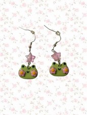 Handmade Frog Earrings Cute