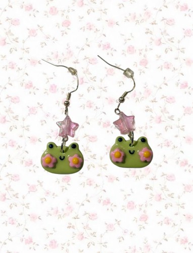 Handmade frog earrings cute - handmade,