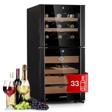 Weinkühlschrank Humidor Lagerschrank 2 Zonen 33 Flaschen Zigarren 89 L LED Touch