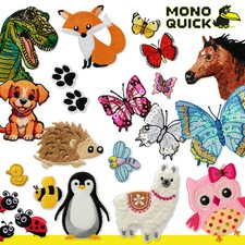 Mono-Quick Patches Aufbügler Applikationen Flicken Aufnäher Tiere Kindermotive