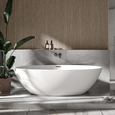 Freistehende Badewanne RIO STONE Mineralguss Weiß 180 x 85 cm Matt / Hochglanz 