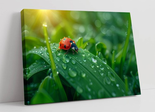 Marienkäfer auf einem blatt - auf,