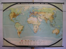 Wandkarte Weltkarte Weltwirtschaft 224x164~1959 vintage world economy map chart 