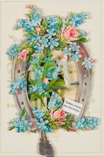 Glückwunschkarte mit Hufeisen, um 1900, Glückwunschbillet Unbekannt (19.Jhd)